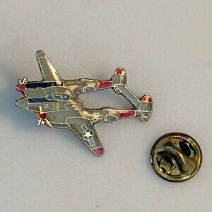 Vintage P-38 Lightning Pin WWII Aircraft Fighter Plane Lapel Tie Tack Military
